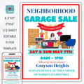 neighborhood HOA school yard sale fundraiser event flyer set